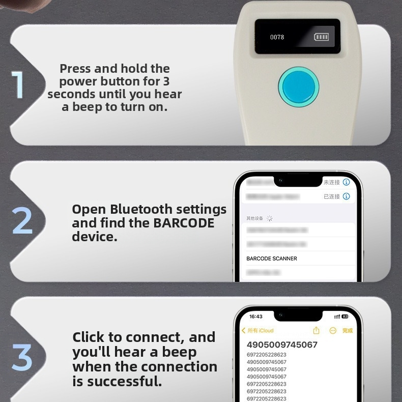 RUIDIDA 2D ръчен скенер за баркод с USB интерфейс, резолюция 640x480, 120 кадъра в секунда