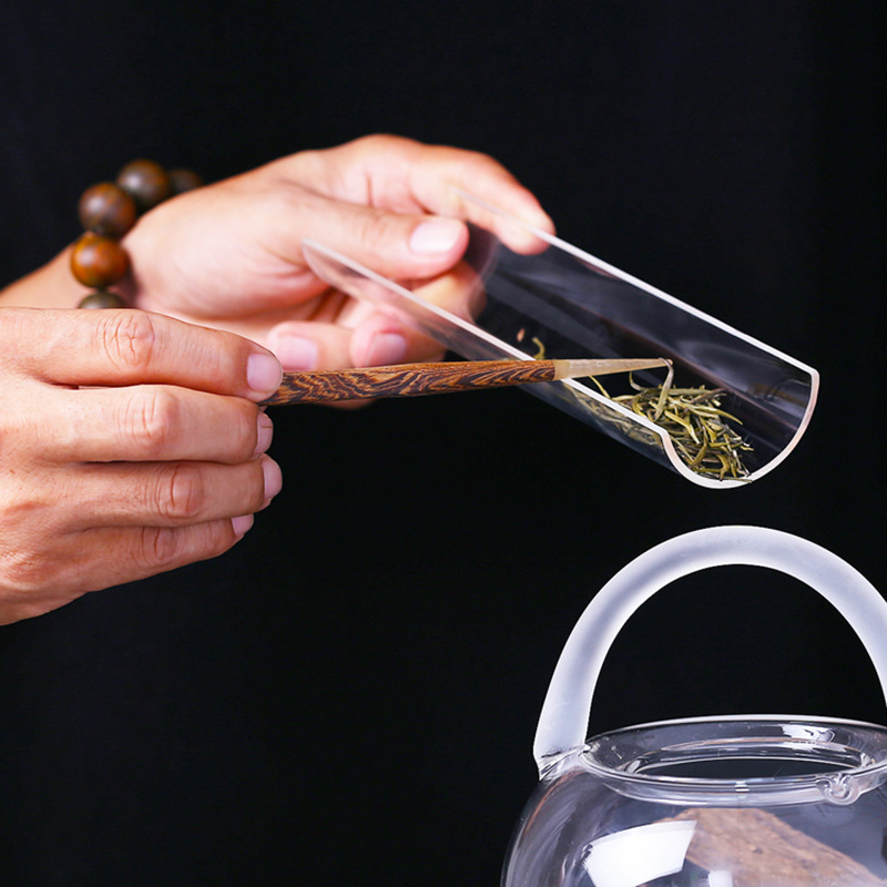 Japonų stiliaus karščiu atsparus stiklo arbatos šaukštelis, rankų darbo, arbatos ceremonijai, su atspausdintu logotipu