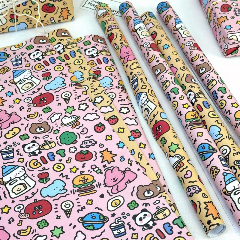 Zheng cheng Graffiti опаковъчна хартия комплект — подаръчна опаковка, 6 листа с двустранна лента; 4 листа с двустранна лента