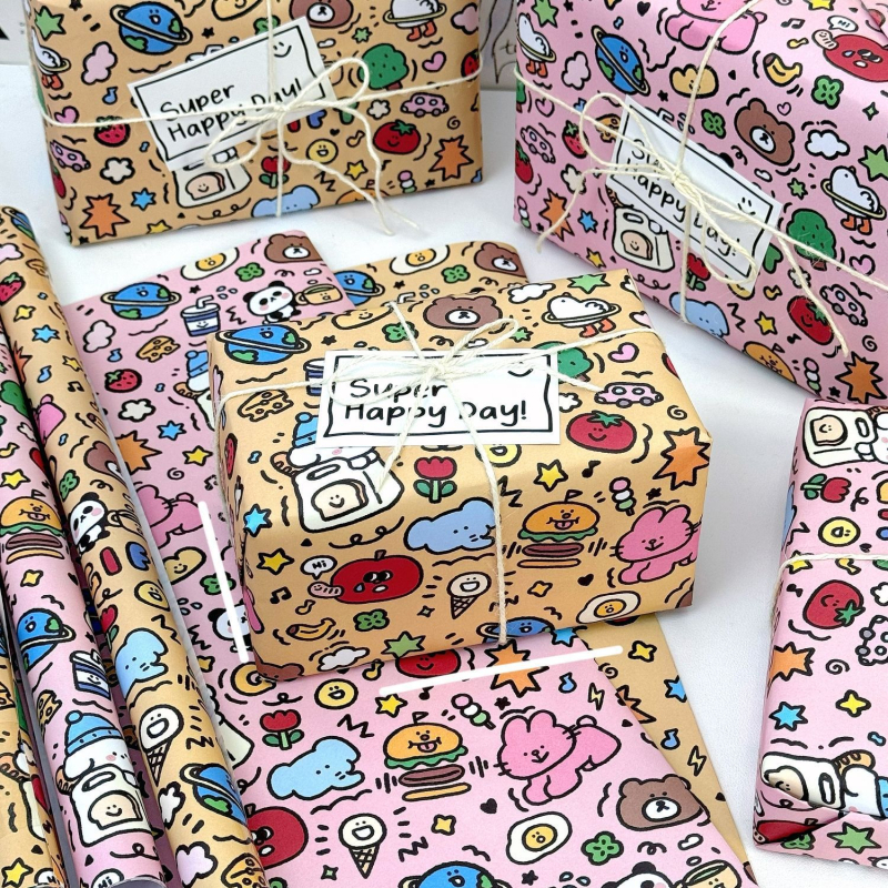 Zheng cheng Graffiti опаковъчна хартия комплект — подаръчна опаковка, 6 листа с двустранна лента; 4 листа с двустранна лента