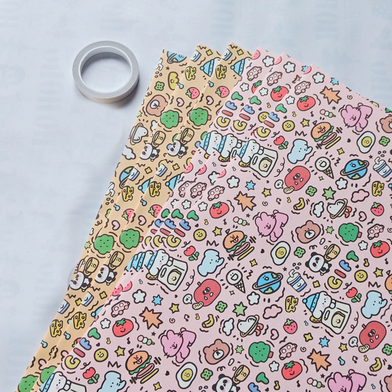 Zheng cheng Graffiti опаковъчна хартия комплект — подаръчна опаковка, 6 листа с двустранна лента; 4 листа с двустранна лента