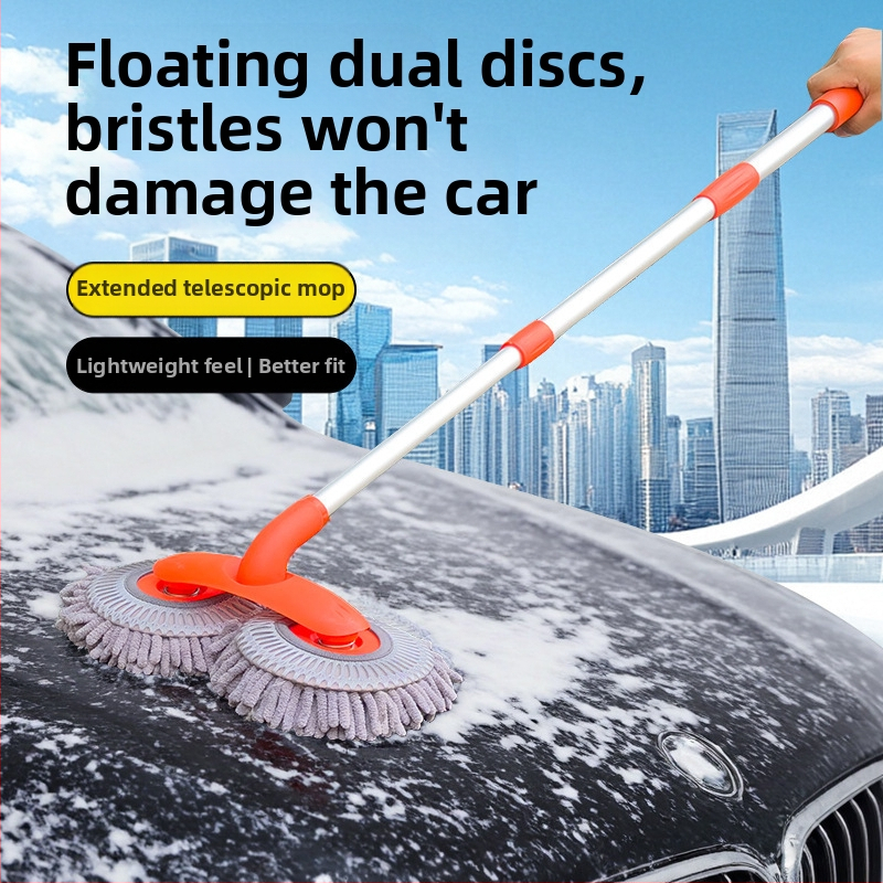 Auto mazgāšanas mop ar Chenille šķiedrām, alumīnija kāts, PP korpuss, izvelkams dizains, pielāgojams