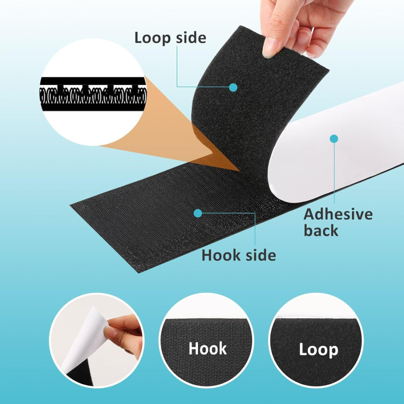 Nailono Velcro magiškas organizatorius, lipnus užsegimas (hook-and-loop), skirta drabužiams, namų tekstilei ir pramonės naudojimui – be prekės ženklo