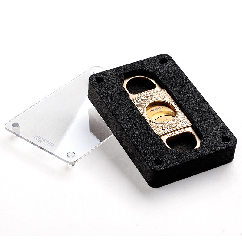 Cigāru šķēres Cigarloong, nerūsējošs tērauds, ass griešanas mala, smalki gravētas, dāvanu kastē