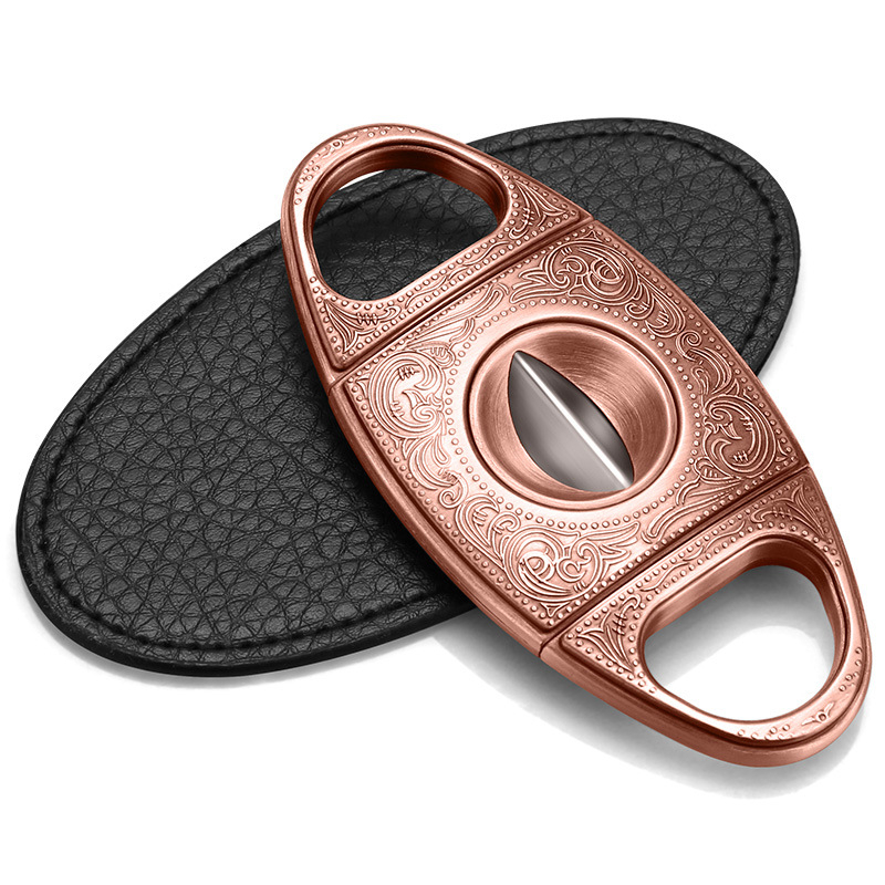 Cigarešu griezējs no nerūsējoša tērauda, gravēts dizains, ar V formas atveri, pārnēsājams un izturīgs, modelis CL-J06