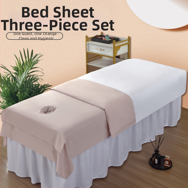 Grožio salono lovos užvalkalas su skylėmis, Twill audinys, cheminės pluoštas, vientisas tonas, reaktyvus dažymas, pritaikymas, vieno gabalo variantas