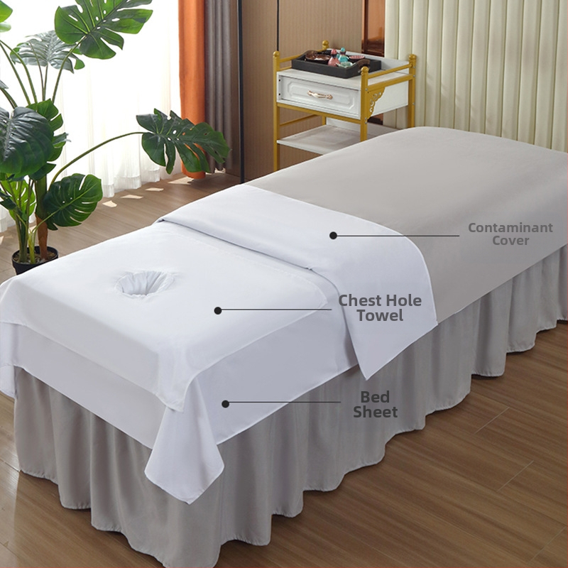 Покривка за козметична масажна маса с отвори, туил тъкан, химическо влакно, едноцветна, реактивно боядисване, персонализиране, опция за едно парче