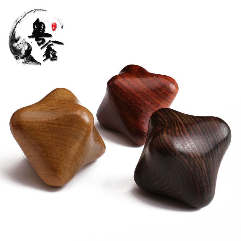 Yuexin Masaj acupunctor din lemn – Minge hexagonală pentru masaj punctual, pentru fitness și sănătate