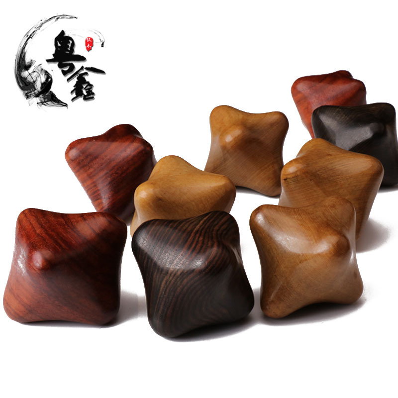 Yuexin Masaj acupunctor din lemn – Minge hexagonală pentru masaj punctual, pentru fitness și sănătate