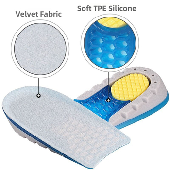 Papēža pacēluma insole — Velvet-TPE-TPU materiāls, elpojošs puspalags, pacelšanas funkcija; piemērots skriešanas kurpēm, ādas kurpēm, botas un ikdienas/darba apaviem; zīmols Shengtong Insole