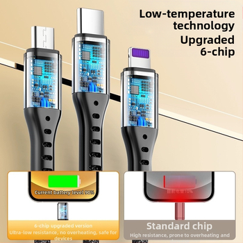 3-в-1 заряден кабел с три конектора, бързо зареждане, дължина 1–2 м, плетен кабел, Lightning, Micro USB и Type-C за автомобил