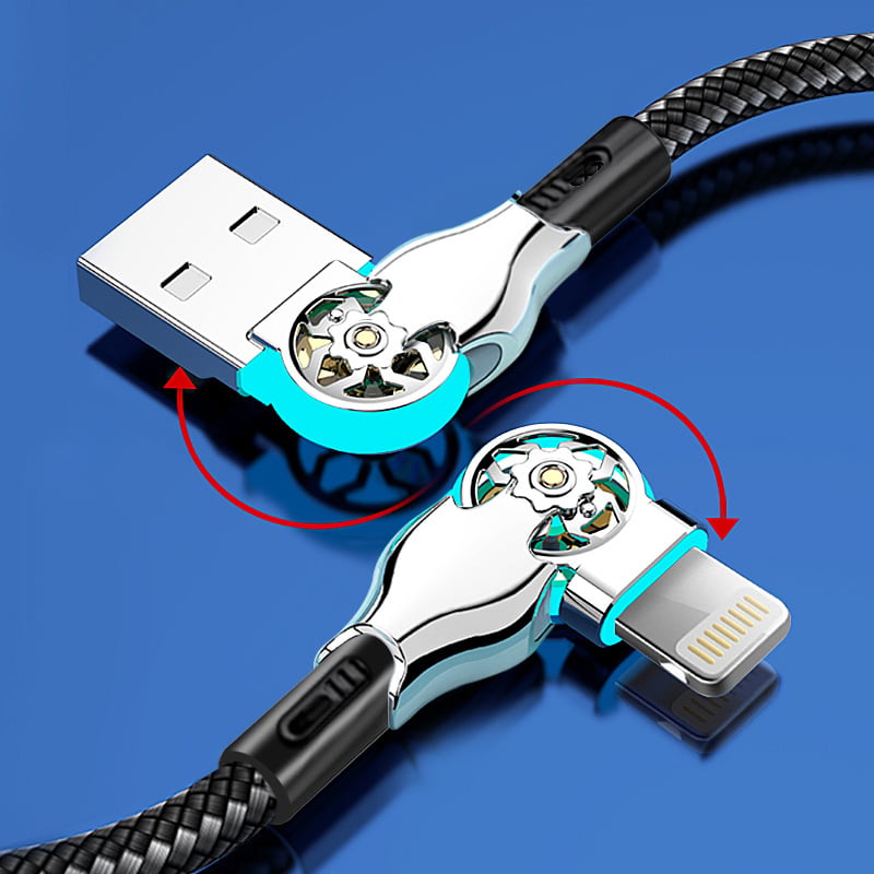 Prošireni USB-C kabel s LED-om, rotirajućim konektorom i višenamjenskim sučeljima (Lightning, Micro USB, USB-C) za Apple i Android u automobilu