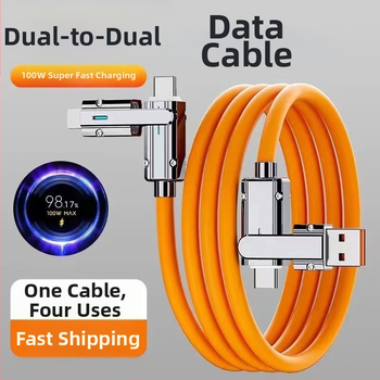 Мултифункционален USB кабел 4-в-1: Lightning, Micro USB и Type-C, 1→4 разклонение, бързо зареждане до 120W, PC+ABS материал