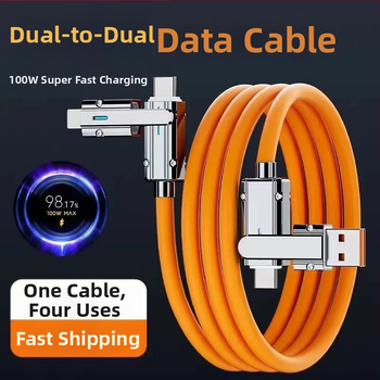 Мултифункционален USB кабел 4-в-1: Lightning, Micro USB и Type-C, 1→4 разклонение, бързо зареждане до 120W, PC+ABS материал