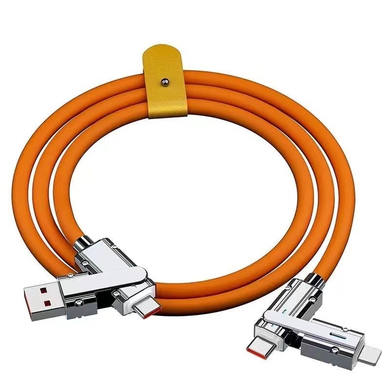 Cablu USB 4 în 1 pentru încărcare și transfer de date: Type-C, Lightning, Micro-USB, încărcare rapidă până la 120W
