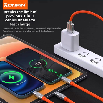 NCOK 120W 3-в-1 заряден кабел за Lightning, Micro USB и USB-C — цинкова сплав, бързо зареждане