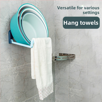 Sulankstomas sieninis praustuvo laikiklis, be gręžimo, plastikas, 5 kg apkrova, 1 pakopa, šiuolaikinis minimalistinis stilius