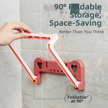 Sulankstomas sieninis praustuvo laikiklis, be gręžimo, plastikas, 5 kg apkrova, 1 pakopa, šiuolaikinis minimalistinis stilius