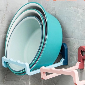 Sulankstomas sieninis praustuvo laikiklis, be gręžimo, plastikas, 5 kg apkrova, 1 pakopa, šiuolaikinis minimalistinis stilius