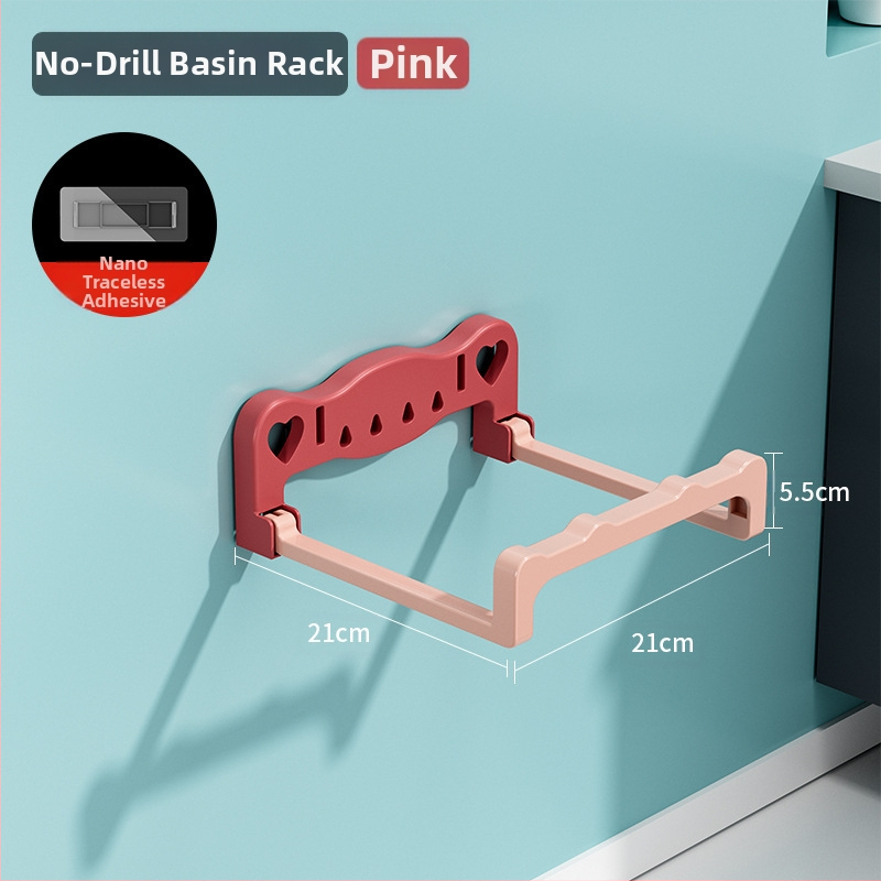 Sulankstomas sieninis praustuvo laikiklis, be gręžimo, plastikas, 5 kg apkrova, 1 pakopa, šiuolaikinis minimalistinis stilius