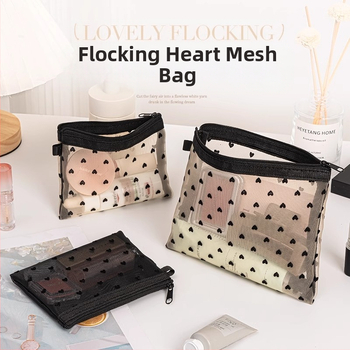 Мрежеста козметична чанта с отделение за червило и карти, унисекс мини компактна чанта за съхранение, пролет 2024