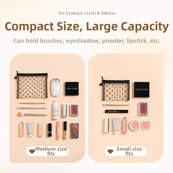 Мрежеста козметична чанта с отделение за червило и карти, унисекс мини компактна чанта за съхранение, пролет 2024