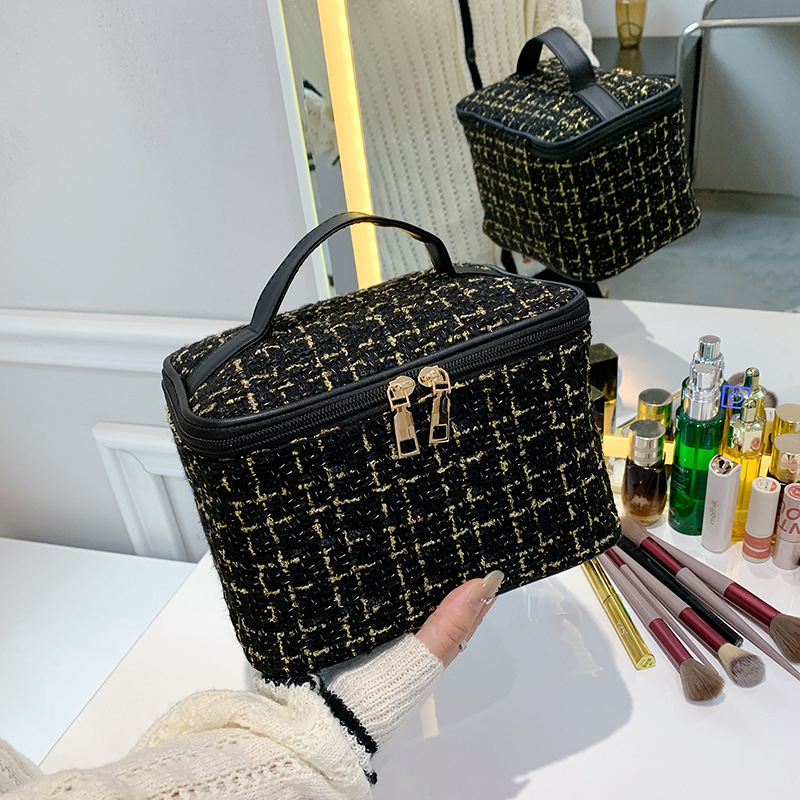 Corduroy kozmetikai táska, csíkos mintával, poliészter bélés, uniszex, mindennapi használatra Li Renren Makeup