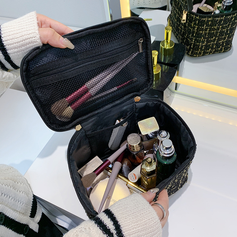 Corduroy kozmetikai táska, csíkos mintával, poliészter bélés, uniszex, mindennapi használatra Li Renren Makeup