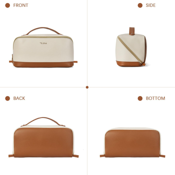 Козметична чанта за пътуване с голям капацитет, водоустойчива, PU кожа, подплата от полиестер, разделение