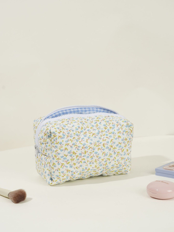 Флорална квилирана козметична чанта, голям капацитет, полиестер, унисекс, Зима 2023