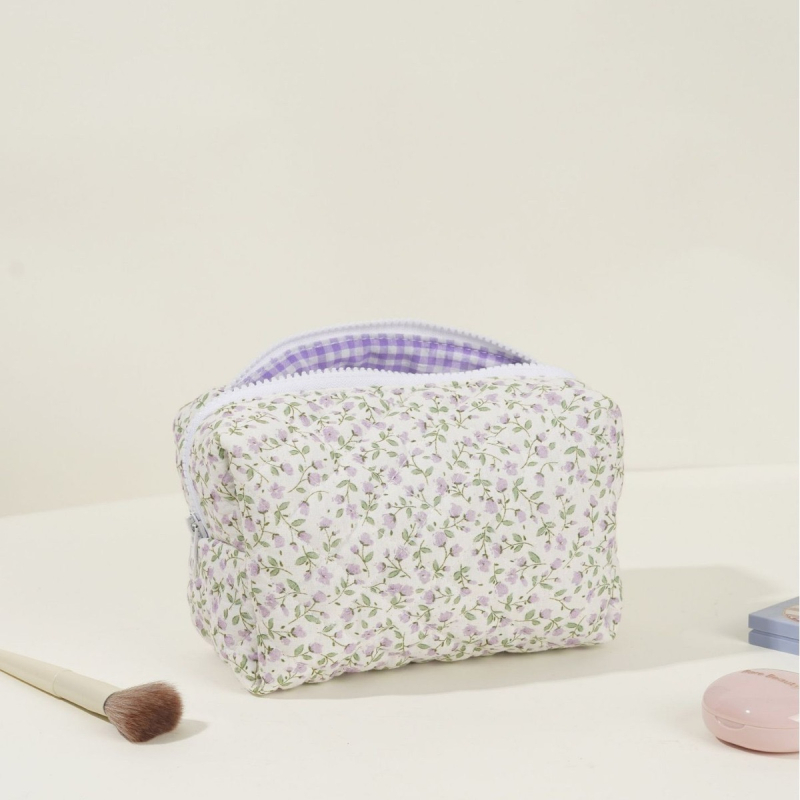 Geantă cosmetică floral quilted, capacitate mare, poliester, unisex, Iarna 2023