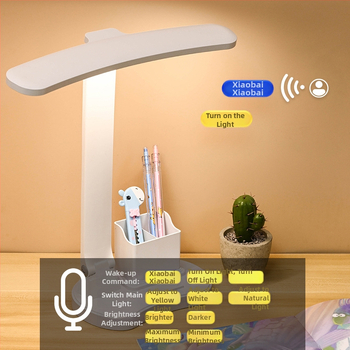 LED настолна лампа за учене с докосване, CRI ≥95, осветеност на ниво National AA, пластмасов абажур, вградена литиева батерия