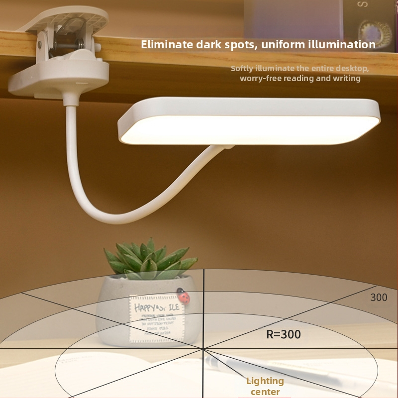 Клип-лампа LED за защита на очите – настолна лампа с USB презареждане, вградена литиева батерия и сензорно управление.