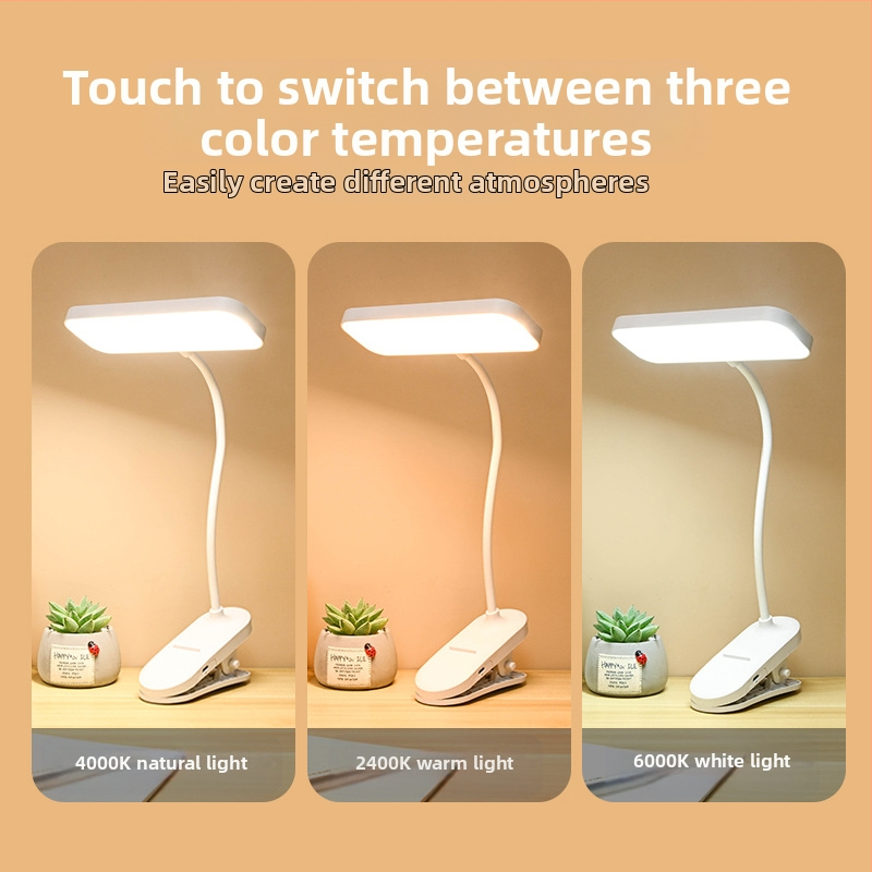 Клип-лампа LED за защита на очите – настолна лампа с USB презареждане, вградена литиева батерия и сензорно управление.
