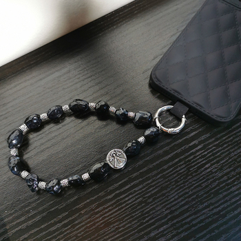 Етно стил мобилен телефон ланярд с неравномерен мънистен дизайн, акрилни мъниста, унисекс, ремък: акрилен; катарама: метална; отделна опаковка