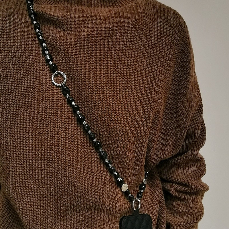 Λουράκι κινητού σε εθνοτικό στυλ με ακανόνιστες χάντρες, ακρυλικό υλικό, unisex, μεταλλική πόρπη, ξεχωριστή συσκευασία