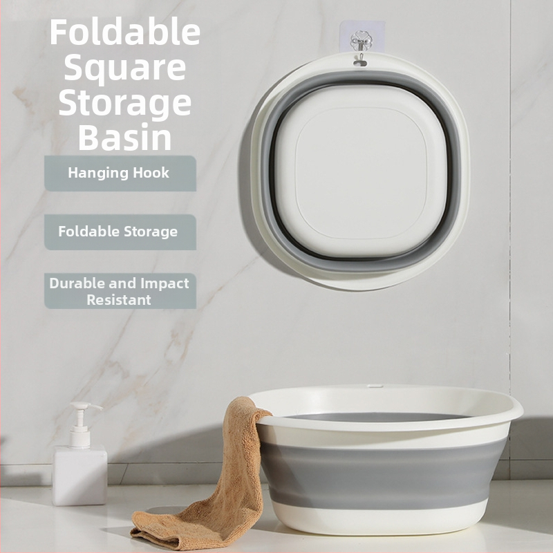 Сгъваема квадратна пластмасова мивка за миене, преносима за пътувания, подходяща за бебета и пране