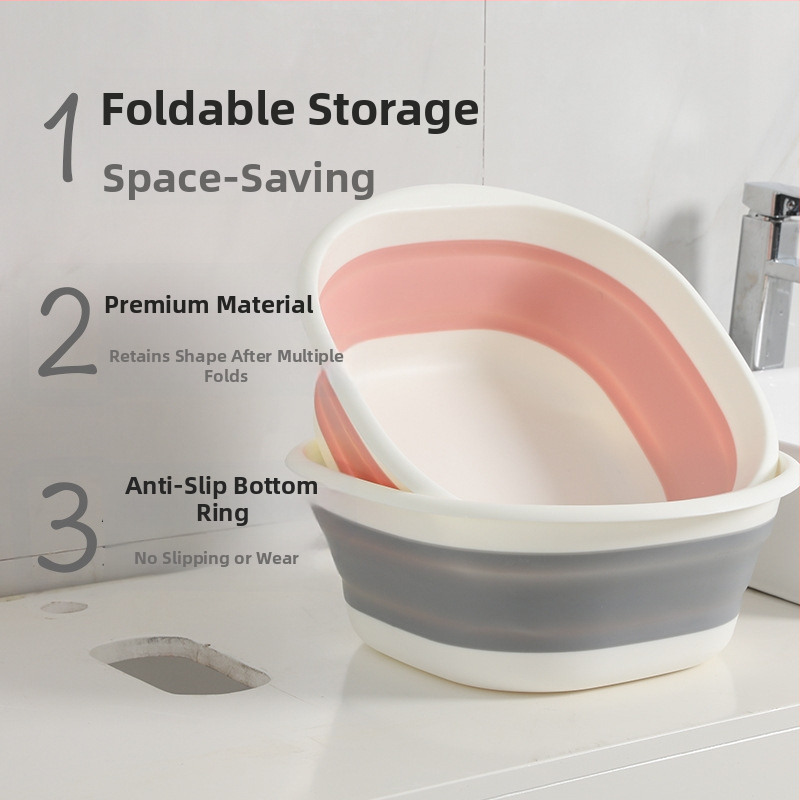 Сгъваема квадратна пластмасова мивка за миене, преносима за пътувания, подходяща за бебета и пране
