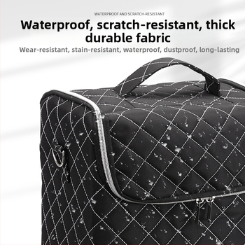 Козметичен несесер с многослоен дизайн, PVC материал, клетъчен принт, подплата от полиестер, водоустойчив