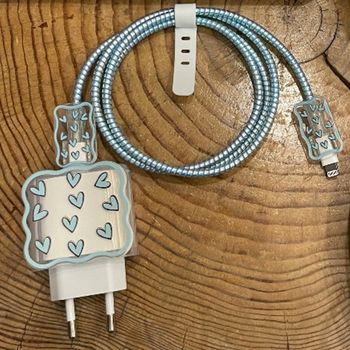 Apple 20W/18W зарядно защитно покритие — TPU материал, навиване против счупване на кабела, клип за кабел с флорални мотиви