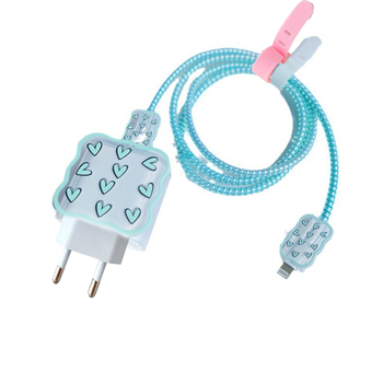 Apple 20W/18W зарядно защитно покритие — TPU материал, навиване против счупване на кабела, клип за кабел с флорални мотиви