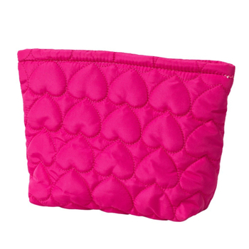 Клатч с пришит сърцевиден дизайн – чанта за грим с вътрешен несесер, унисекс, полиестер, полиестерна подплата, едноцветен модел, дишаща (Полиестер; Полиестерна подплата; Едноцветен модел; Унисекс; Дишаща)