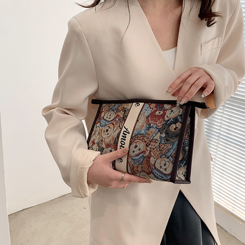 Чанта за грим с мило анимационно мече, капацитет 20–35 л, полиестер, цип, форма кутия, текстура оксфорд