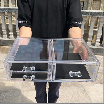 Διαφανές κουτί αποθήκευσης καλλυντικών με συρτάρι για γραφείο, PS πλαστικό; σετ 4 τεμαχίων; 2 κιλά