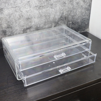 Διαφανές κουτί αποθήκευσης καλλυντικών με συρτάρι για γραφείο, PS πλαστικό; σετ 4 τεμαχίων; 2 κιλά