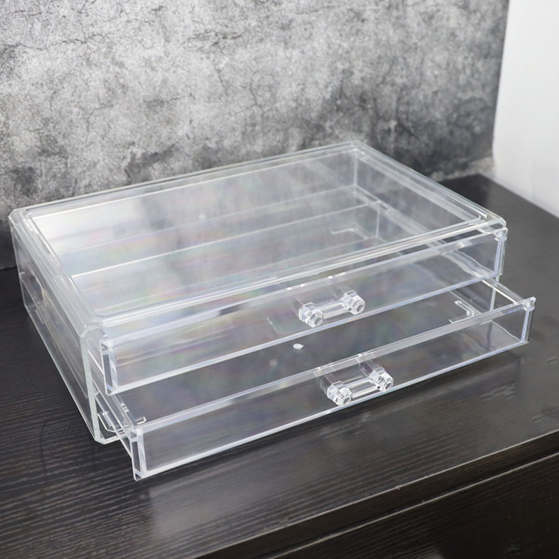 Διαφανές κουτί αποθήκευσης καλλυντικών με συρτάρι για γραφείο, PS πλαστικό; σετ 4 τεμαχίων; 2 κιλά