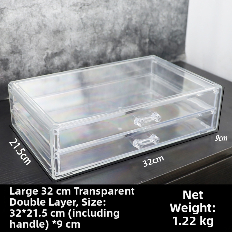 Διαφανές κουτί αποθήκευσης καλλυντικών με συρτάρι για γραφείο, PS πλαστικό; σετ 4 τεμαχίων; 2 κιλά