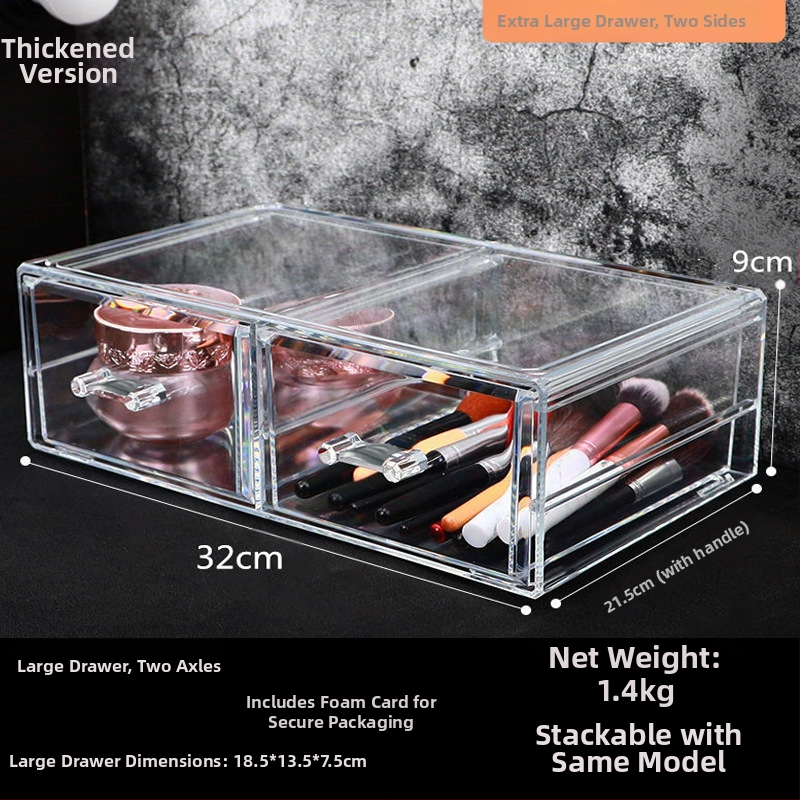 Διαφανές κουτί αποθήκευσης καλλυντικών με συρτάρι για γραφείο, PS πλαστικό; σετ 4 τεμαχίων; 2 κιλά