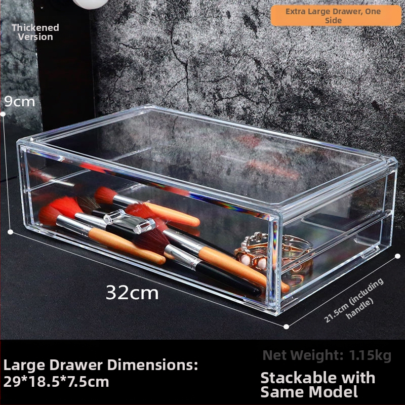 Διαφανές κουτί αποθήκευσης καλλυντικών με συρτάρι για γραφείο, PS πλαστικό; σετ 4 τεμαχίων; 2 κιλά