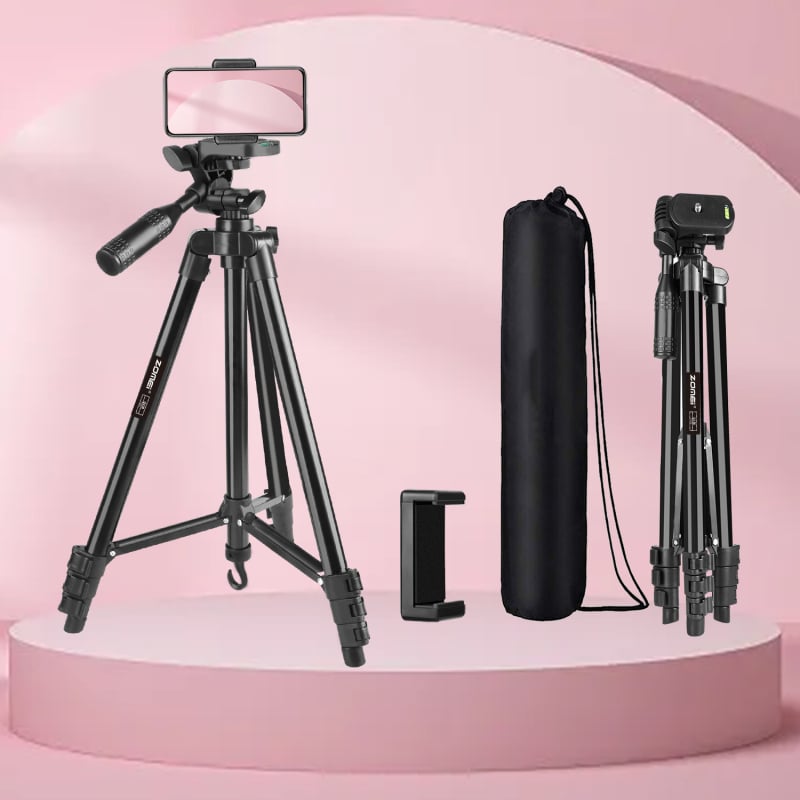 ZoMei Q130 Tripod pre živé vysielanie pre mobilný telefón, Bluetooth selfie držiak, Zliatinová konštrukcia, 4 sekcie, Prenosný